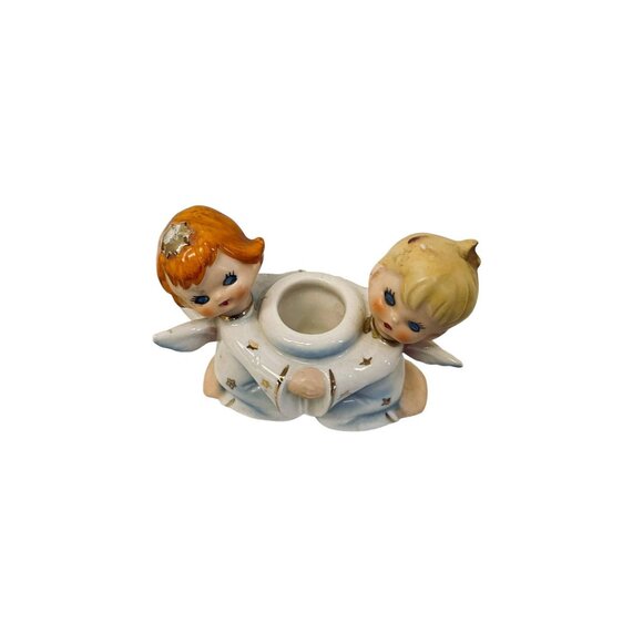 Vintage Lefton Angel Candle Holder Ceramic Set 3" x 3.5" - Picture 4 of 11